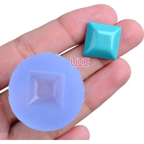 BYL041U 14.7mm Square Cabochon Silicone Mold Resin Clay Earrings Necklace Pendant Making Craft Fondant Cake Decoration FOOD SAFE