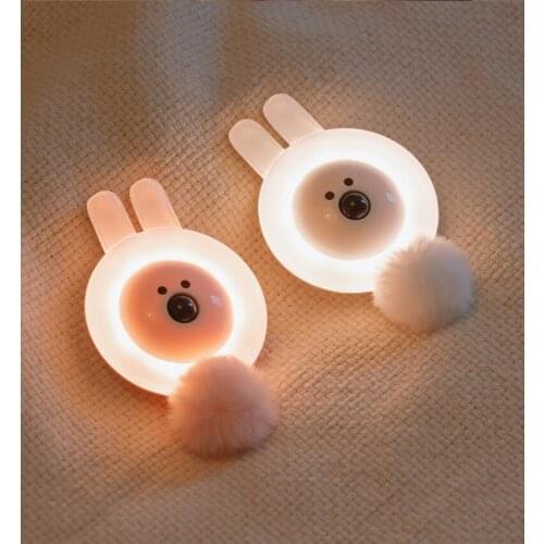 Cute pet rabbit bear induction lamp LED magnetic infrared intelligent human body induction lamp home punch-free bedside lamp