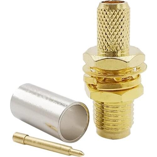 RP SMA Female Jack RF Coaxial Adapter Nut Bulkhead Crimp Solder Connector for RG58 RG142 LMR195 RG400 Cable