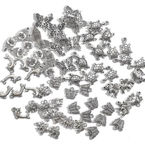 10/20/30pcs Retro Antique Silver Color Tibetan Animals Charms Pendant For Bracelet Necklace Jewelry Making DIY Earring Findings