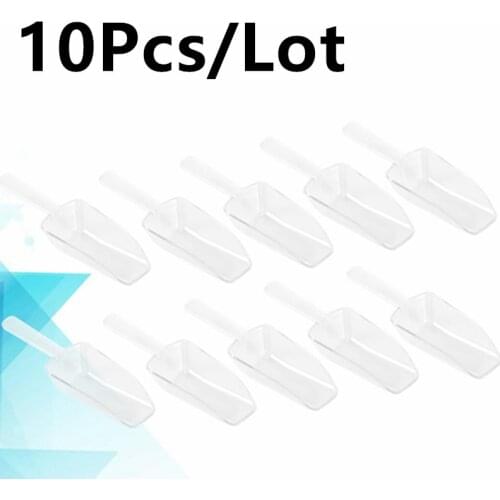 10Pcs/Lot Plastic Ice Scoopers Mini Clear Weddings Candy Dessert Buffet Ice Cream Protein Powder Ice Scoopers (Transparent)