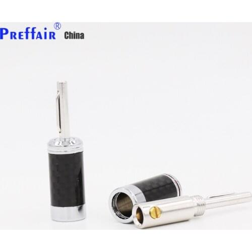 Rhodium Plated Carbon Fiber Speaker Cable Banana Terminal Connector 4pcs