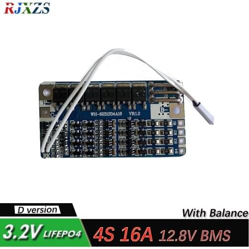 4S 16A 12.8V LiFePO4 BMS/PCM/PCB battery protection circuit board for 4 Packs 18650 Battery Cell w/ Balance w/Temp