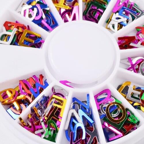 Alphabet Letter Nail Art Wheel Colorful PVC Acrylic Sequins Decoration 3D Tips Stud DIY Design Jewelry Accessories Manicure Tool