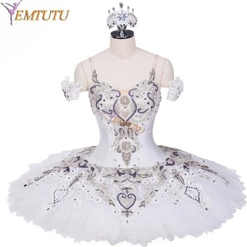 White Silver Adult Professional Ballet Tutu Nutcracker Ballet Stage Costume Women Pancake Performance Ballet Tutus Custom Made