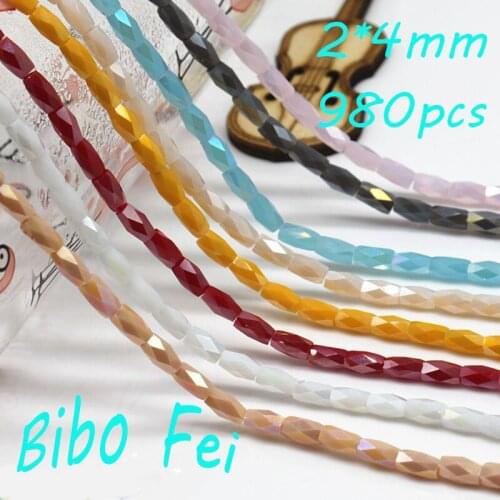 Free shipping multi color 2*4mm 980PCS Glass Czech crystal beads,Long Square crystal beads, bracelet necklace Jewelry Making
