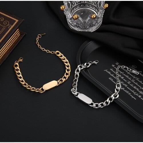 New European and American Street Shot Hip Hop Trend Thick Chain Stainless Steel Fashionable Exaggerated Bracelet Couple Bracelet