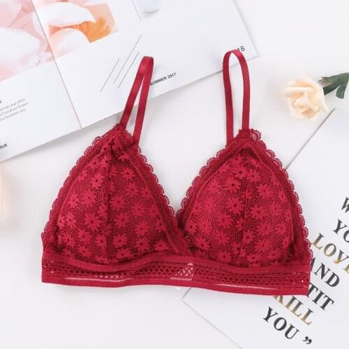 Women Lace No Steel Ring Sports Bra Beauty Back Wrapped Chest Comfortable Skin Bra Stretch Triangle Cup Bras Wholesale