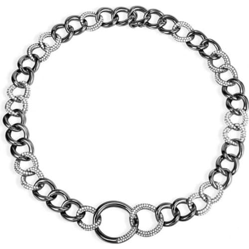 SLJELY Luxury Brand Real 925 Sterling Silver Link Chain Statement Necklace with High Quality AAA Zirconia for Women Fine Jewelry