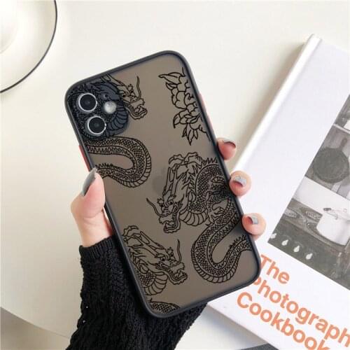 Unique Aesthetic Design Dragon Pattern Phone Case for IPhone 12 11 Pro XS MAX X 7 XR SE20 8 6Plus Matte Hard Transparent Cover
