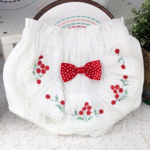 2020summer New Cotton Baby Cotton Fart Pants Cotton Sweet Embroidery Rocco Wind Baby Girl Shorts Infant Shorts