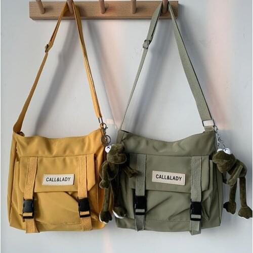 Canvas Women Messenger Bag Korean Large Shoulder Crossbody Bags for Women 2021 Student Nylon Cloth Book Bag Handbags Satchels