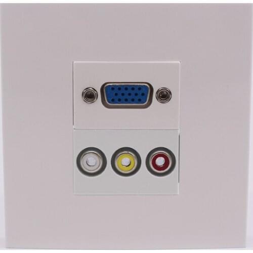 Quality Wall Outlet Panel PC VGA 3RCA Socket 86mm White Color Plate Worldwide Using