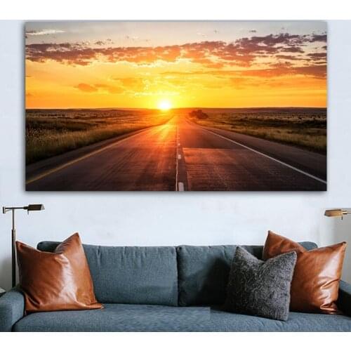RELIABLI ART Clouds Road Sunset Posters And Prints Landscape Canvas Painting Home Decor Wall Art Pictures For Living Room Quadro