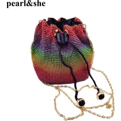 Wedding Party Event Clutch Diamonds Metal Rhinestones Handbags Flower Candy Color Women Evening Bags Beading Purse Diamonds Bag