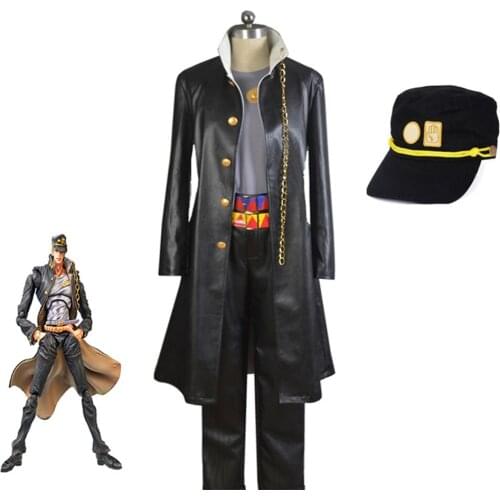 Halloween Cosplay Custome JoJos bizarre adventure Kujo Jotaro Adult Uniform Cosplay Costume with hat