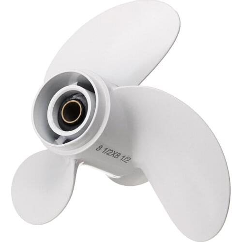6G1-45941-00-El for Yamaha 6-8Hp 8 1/2 X 8 1/2 Boat Outboard Propeller White Aluminum Alloy 7 Spline Tooths R Rotation 3 Blade