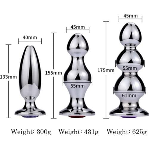 Metal Crystal Anal Plug Stainless Steel Anal Beads Dildo Prostate Massager Erotic Butt Plug Sex Toy For Adult Women Men Gay