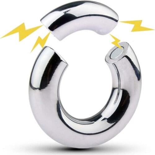 Metal Magnet Cock Ring Clamp Male Chastity Device Stainless Steel Cockring Dick Scrotum Bondage Stretcher Adult Sex Toys For Men