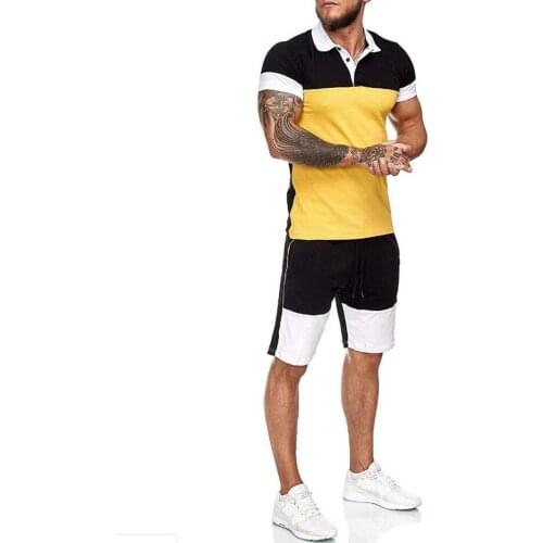 2021 Mens Polo Shirt Summer Brand Two-Piece Casual Sports Suit Polo Shirt Mens Breathable Wicking Belt Track Suit Men Sets