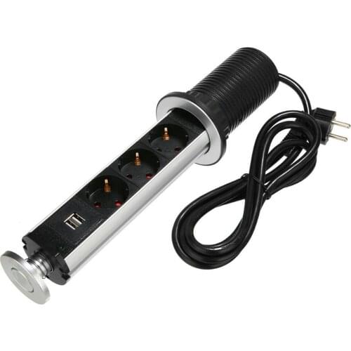 Table Plug 3 EU Plug Socket 2 USB Ports Charging Port Desktop Plugs Hidden Kitchen Table Worktop EU Plug