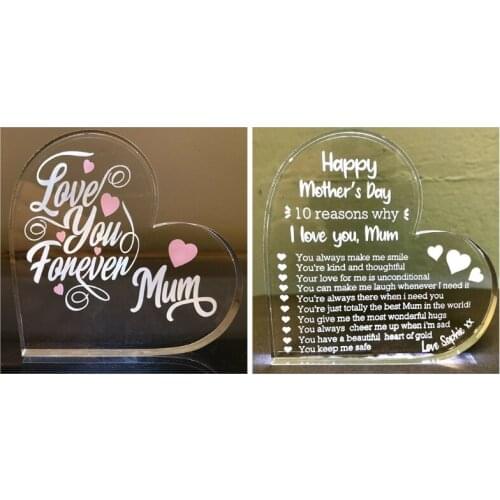 2021 New Heart Mothers Day Decorations Love You Forever Mum Sign Gift for Mom Women Girls Ladies Wife Office Home Decor
