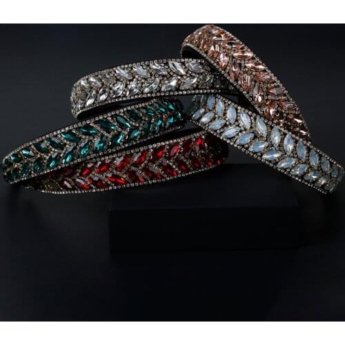 Luxury Full Rhinestone Baroque Headbands Personality Solid Color Hairband Exquisite Retro Wedding New Hair Accessories For Girl