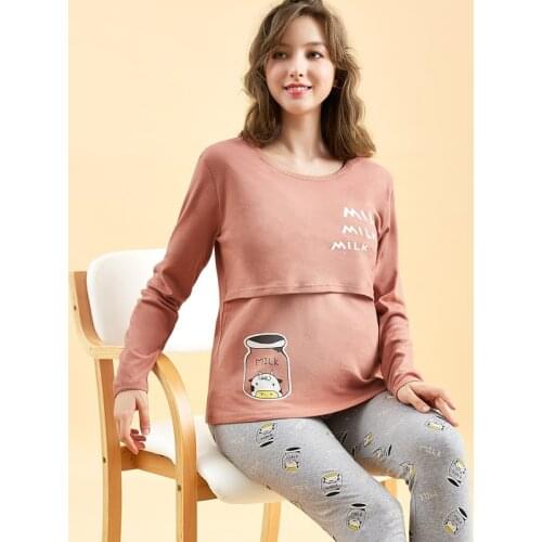 Maternity Clothing Autumn Long Sleeve Women Pregnancy Sleepwear Warm Winter Pregnant Long Johns Underwear Women Pajamas Set