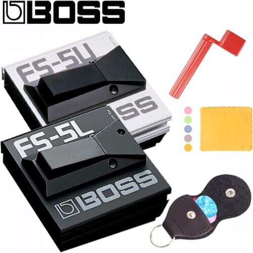 Boss Fs-5U FS-5L Nonlatching Footswitch / Metal Footswitches Bundle with Picks, Pickbag, Polishing Cloth and Strings Winder
