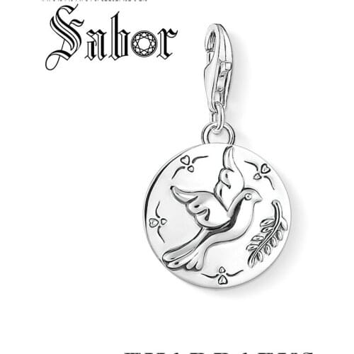 Disc Dove Pendant Lucky Charm silver plated Men Womens Fashion Party Accessories Fit Bracelet Necklace thomas