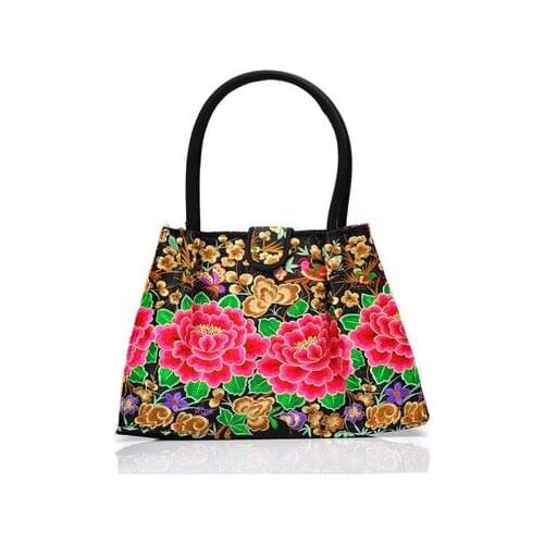 Hot national floral embroidery women shopping handbags!Nice bohemian prints hasp casual totes All-match canvas shoulder bags