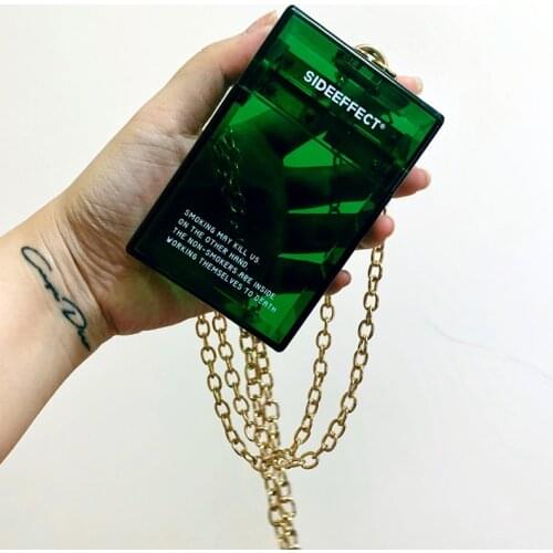 "SOCIAL PHOBIA II" Acrylic Transparent Neck-hung Chain Cigarette Case 20 Cigarettes Holder Decorative Club Portable Storage Box