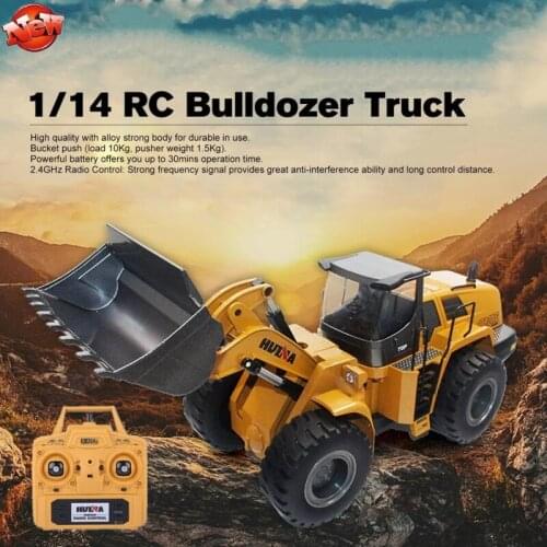 Realistic Simulation Remote Control Construction Dump Truck Multifunctional Alloy Material LED Light 2.4G RC Bulldozer Kids' Toy