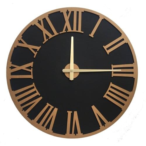 North Designed Nero Gold Roman Decorative Wall Clock 48 Cm