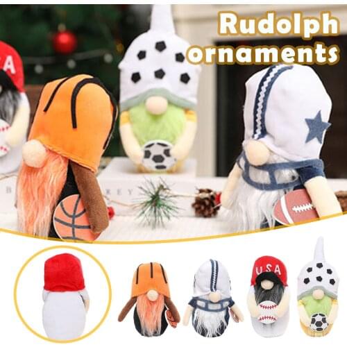 Sports Rudolph Decoration Basketball Football Rugby Goblin Dwarf Doll Gnome Doll Desktop Ornaments Decor Halloween Party Props