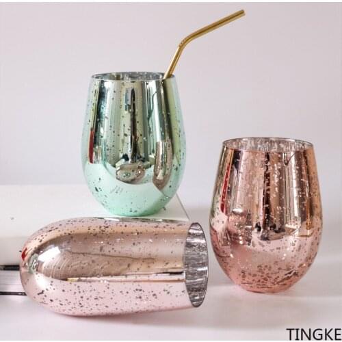 Nordic style electroplating starry sky egg-shaped glass ins net red big belly cup couple gift office coffee cup