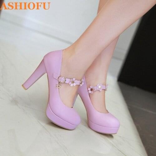 ASHIOFU 2020 New Wholesale Ladies High Heels Pumps Mary Janes Party Shinny Dress Shoes Platform Evening Club Fashion Court Shoes