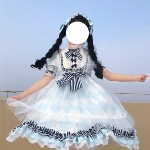 Alice Lolita Take Blouse Sling Short SleeveFull Suit Female Summer victorian dress gothic lolita white lolita dress lolita jsk
