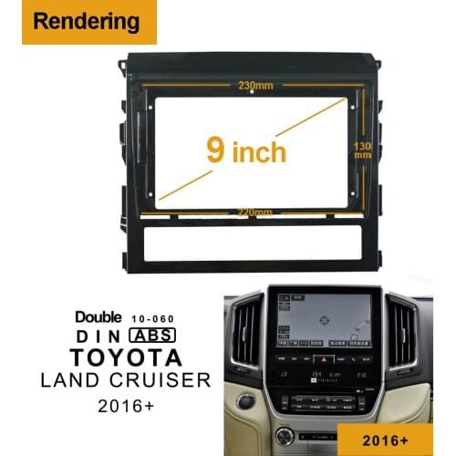 1/2Din Car DVD Frame Audio Fitting Adaptor Dash Trim Kits Facia Panel 9" For Toyota LAND CRUISER 2016+ Double Din Radio Player