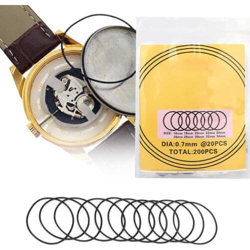 200pcs Watch O-Ring Waterproof Rubber Seal Watch Back Cover Seal Gaskets Replacement Tool for Watchmaker Watch Repair Tool