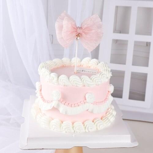 3pcs/set Bowknot Cake Topper Decoraions for Wedding Girls Birthday Party Cake Decorating Supplies Princess Baby Shower
