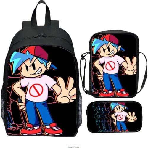 3pcs/set Friday night funkin Backpack School Backpack for Teenage Boys Girls Students School Bag Custom Bag Travel Backpack