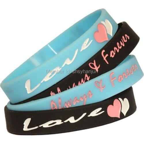 300pcs love always forever wristband silicone bracelets free shipping by DHL