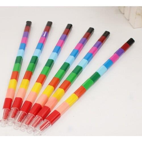 60pcs/set Creative Building Blocks Painted Crayons 12 Colors Crayons Oil Pastels Colored Student Stationery Prizes Wholesale