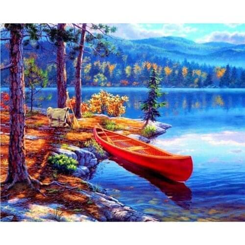 Diamond embroidery scenery boat image diamond painting cross stitch crafts diamond mosaic kit full rhinestone home decor pattern