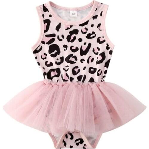 0-24M Newborn Kids Baby Girl Clothes Leopard print Sleeveless Bodysuits Tutu Dress Jumpsuit Dress Outfit