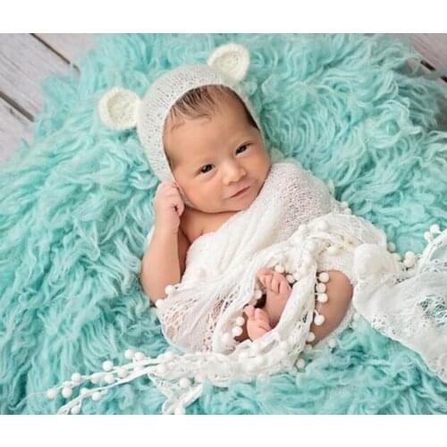Newborn mohair ear bear hat newborn photography props cap gorro baby handmade knit soft mohair hats bonnet