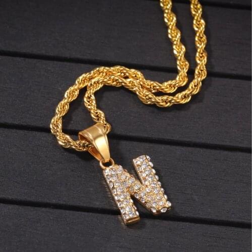 Hip Hop Men Gold Color Stainless Steel Mini Pendant Pendant Crystal Miami Neckalce Chain Hip Hop For Men