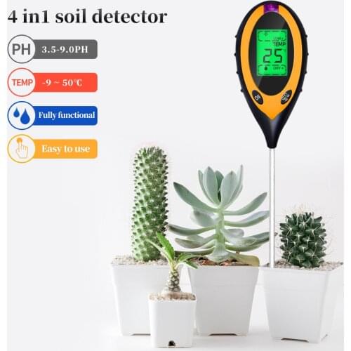 New 4 IN 1 Digital Soil Moisture Meter PH Meter Temperature Sunlight Tester for Garden Farm Lawn Plant with LCD Display 20