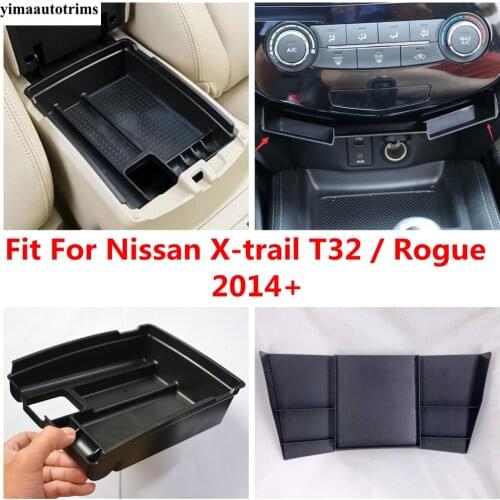 Center Console Storage Box Phone Holder Container Case Cover Trim Plastic Interior For Nissan X-trail T32 / Rogue 2014 - 2020